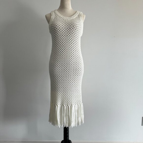 Michael Kors Fringe Trim Knit Dress, New, Size M - Picture 3 of 17